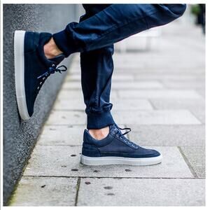 Filling Pieces Low Top Navy 03 Liberty Lace Up Rare Sneakers Men's Size 37 Sleek